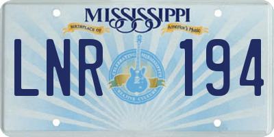 MS license plate LNR194