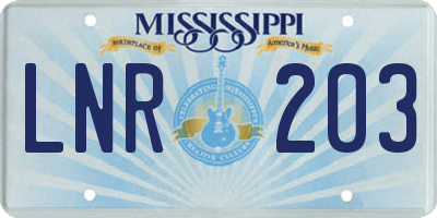 MS license plate LNR203