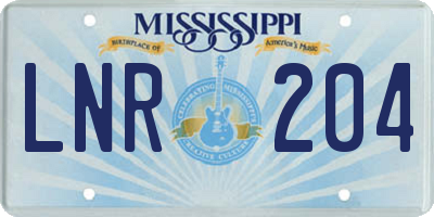 MS license plate LNR204