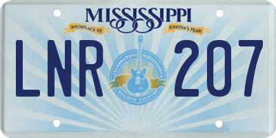 MS license plate LNR207