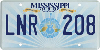 MS license plate LNR208