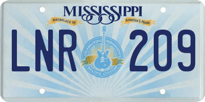 MS license plate LNR209