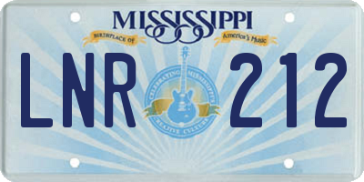 MS license plate LNR212