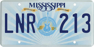 MS license plate LNR213