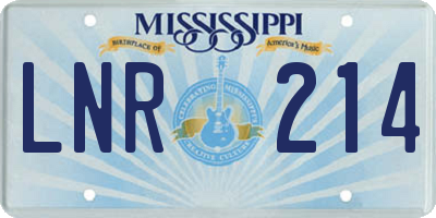 MS license plate LNR214