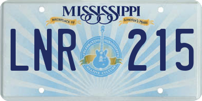 MS license plate LNR215