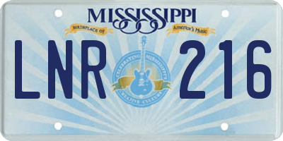 MS license plate LNR216