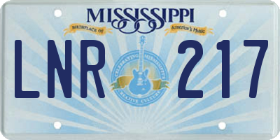 MS license plate LNR217