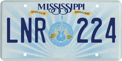 MS license plate LNR224