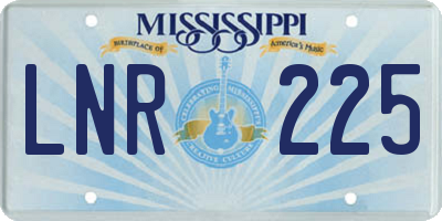 MS license plate LNR225