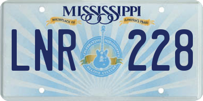 MS license plate LNR228