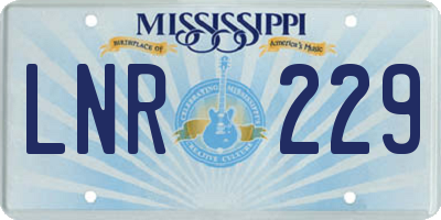 MS license plate LNR229