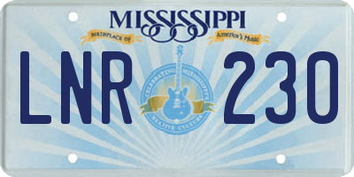 MS license plate LNR230
