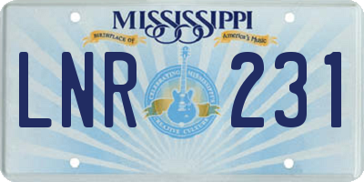 MS license plate LNR231