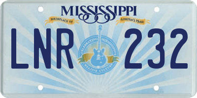 MS license plate LNR232