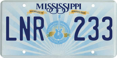 MS license plate LNR233