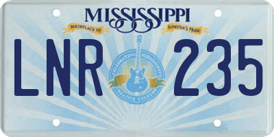 MS license plate LNR235