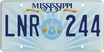 MS license plate LNR244
