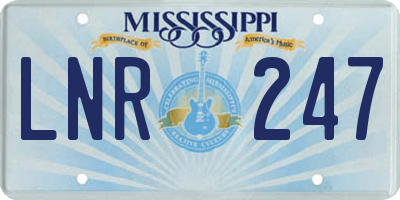 MS license plate LNR247