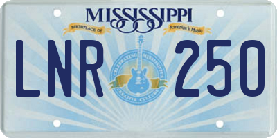 MS license plate LNR250