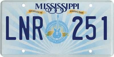 MS license plate LNR251