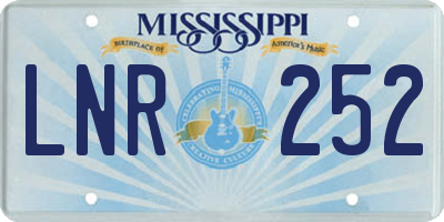 MS license plate LNR252