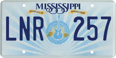 MS license plate LNR257