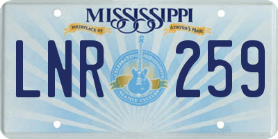 MS license plate LNR259