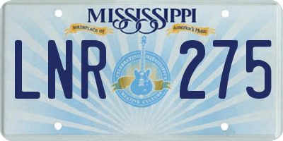 MS license plate LNR275