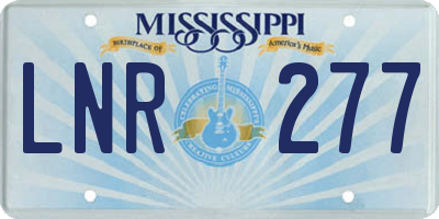 MS license plate LNR277