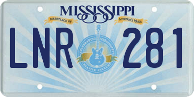 MS license plate LNR281