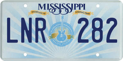 MS license plate LNR282