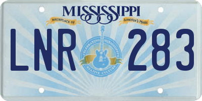 MS license plate LNR283