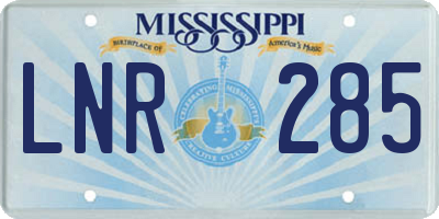 MS license plate LNR285