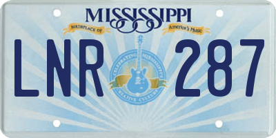 MS license plate LNR287