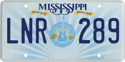 MS license plate LNR289