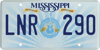 MS license plate LNR290