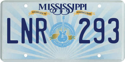 MS license plate LNR293