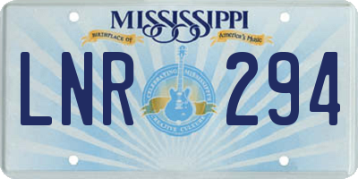 MS license plate LNR294