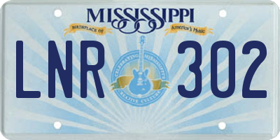 MS license plate LNR302