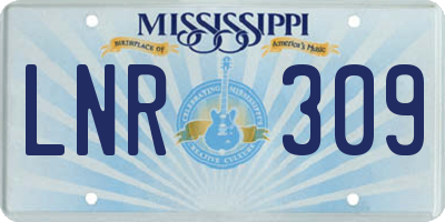 MS license plate LNR309