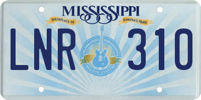 MS license plate LNR310