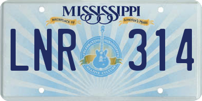 MS license plate LNR314