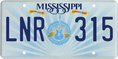 MS license plate LNR315