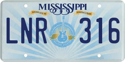 MS license plate LNR316