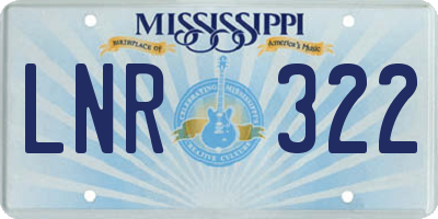 MS license plate LNR322