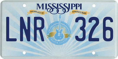 MS license plate LNR326