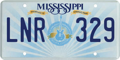 MS license plate LNR329