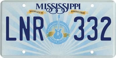 MS license plate LNR332