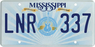 MS license plate LNR337